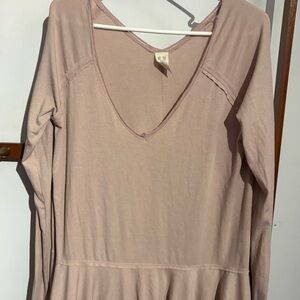 Free People Mauve Ruffled Blouse